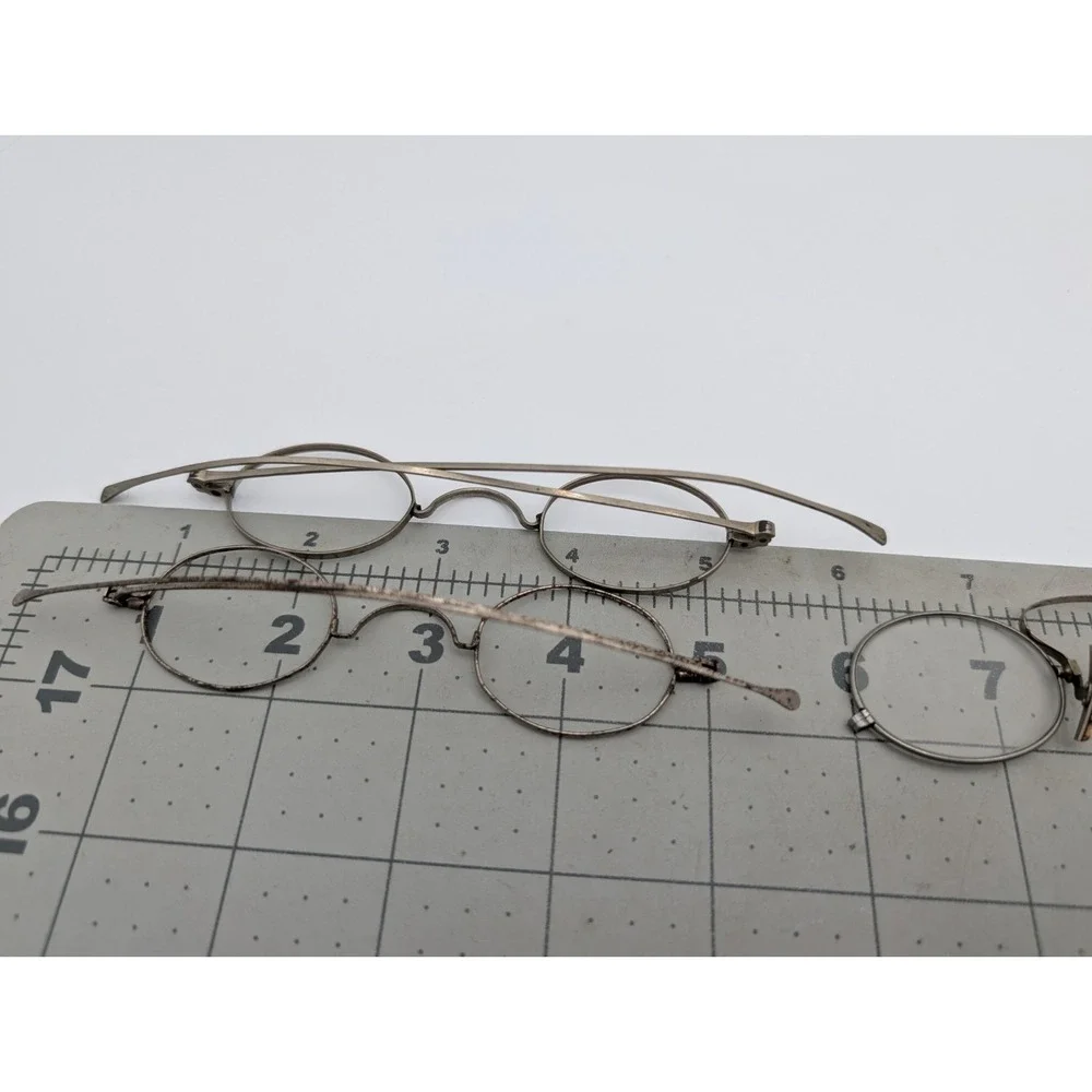 Vintage Metal Wire Rim Round Glasses Nose Rest‎ Bridge Lot of 3